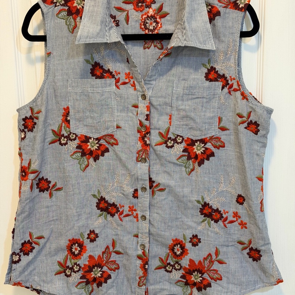 Reba Red Floral Striped Tank Top